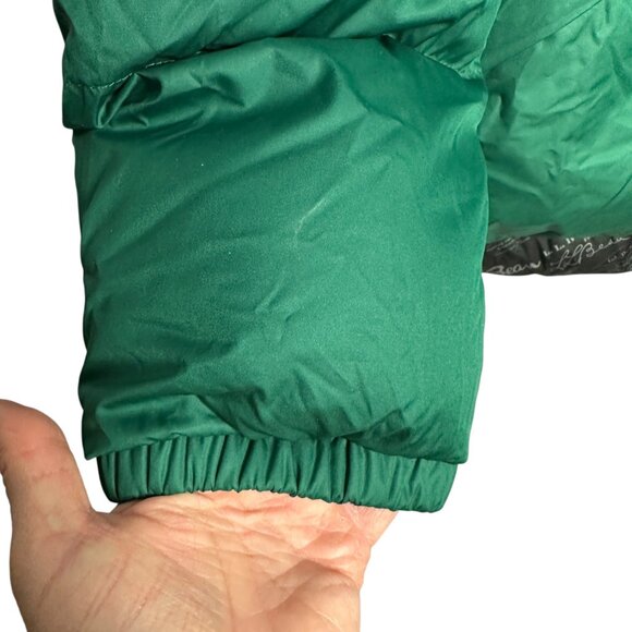 L.L. Bean Down Puffer Jacket Green Womens Size XL Snap Front Retro Classic Style - Picture 6 of 16